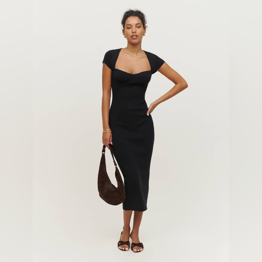 Reformation Agostino Cotton Sweater Dress Black